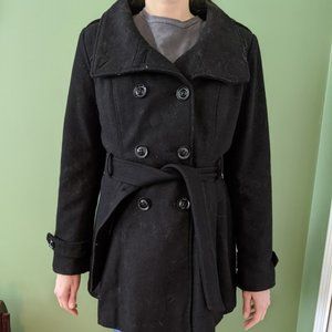 Guess black pea coat - like new